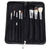 8PCS Professional Cosmetic Tool Wool Brushes with Zipper Leather Bag - Black