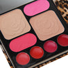 Professional Cosmetic Set Makeup Kit (48Colors Eyeshadow 2 Colors Blusher 2 Colors Face Powder 4 Colors Lip Gross) with Tiger Pattern Leather Purse
