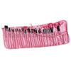 24PCS Professional Cosmetic Tool Nylon Hair Brushes with Leather Bag - Pink