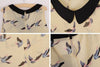 Dove Birds Blouse Sweet Peter Pan Collar Bird Print Women's Sleeveless Chiffon Blouse