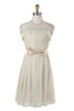 Sweet Style Solid Bowknot Embellished Low-Cut Short Dress For Women APRICOT