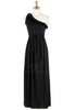 Elegant Off-One-Shoulder Ruffle And Rhinestone Decorated Strap Milk Silk Women's Maxi Dress BLACK