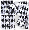 Long Sleeves Black and White Casual Shirt Blouse Geometrical Pattern