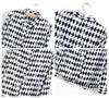 Long Sleeves Black and White Casual Shirt Blouse Geometrical Pattern