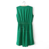 Solid Color High Elasticity Scoop Neck Sleeveless Cotton Blend Casual Style Women's Dress GREEN