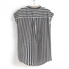 Short Sleeves Black and White Stripes Casual Shirt Blouse