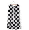Western Style Black and White Checked Print Sleeveless Women's Dress