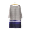Retro Style Double Color and Stripes Dress 3/4 Sleeves