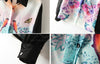 Spring New Splicing Blocking Color Bird and Flower Painting Chiffon Women's Blouse