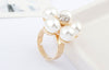 Delicate Rhinestone and Pearl Embellished Flower Shape Women's Ring