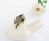 Punk Cute Rhinestoned Women's Standing Night Owl Alloy Finger Ring