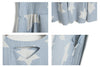 Fashion Style Scoop Neck Ruffled Stripe and Star Print Sleeveless Cotton Women's Dress BLUE
