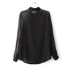 Trendy Long Sleeve Dotted Plus Size Women's Chiffon Shirt
