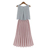 Women Sleeveless Long Dress Ruffled BEIGE and PINK