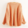 Preppy Style Batwing Sleeve Solid Color Women's Cable Knit Sweater ORANGE