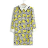 Ladylike Collar Tulip Flower Long Dress 3/4 Sleeves YELLOW