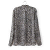 Stylish V-Neck White Leopard Print Long Sleeve Women's Blouse