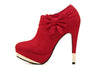 Fashion Side Bowknot and Sexy Heel Design Women's Ankle Boots RED