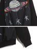 Raglan Sleeves Scoop Neck Spaceman Pattern Preppy Style Loose-Fitting Casual Women's Sweater