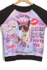 Long Sleeves Round Neck Crown Kitty And Cartoon Letters Pattern Loose-Fitting Casual Women's Sweater