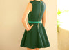 Zipper Sleeveless Simple Style Polyester Round Neck Women's Dress GREEN