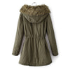 Solid Color Drawstring Fashionable Style Long Sleeves Hooded Women's Coat