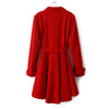 Vintage Metal Buttons Flouncing Long Sleeves Women's Coat With A Belt RED