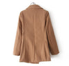 Vintage Notched Collar Double-Breasted Pockets Design Long Sleeves Women's Coat KHAKI