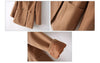 Vintage Notched Collar Double-Breasted Pockets Design Long Sleeves Women's Coat KHAKI