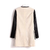 Women's Coat Zipper Round Neck PU Leather Long Sleeved