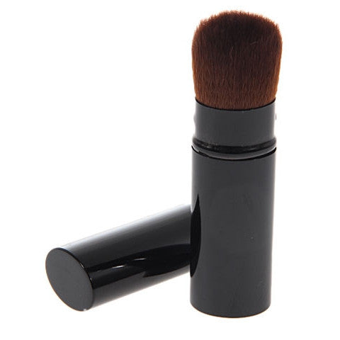 Portable Plastic Black Flat Shape Handle Retractable Powder Brush