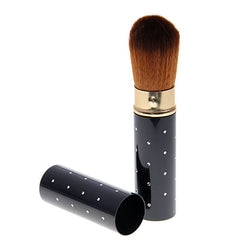 Portable Plastic Red Handle Retractable Powder Brush - Black