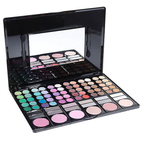 P7802 Multifunction Rectangle Box Makeup 78 Colors Eye Shadows Palette with Mirror and 2 Applicators Inside