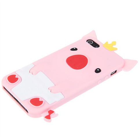 Popular Pig Shape Soft Silicone Case Cover for iPhone 5 - Pink