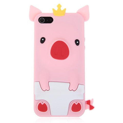 Popular Pig Shape Soft Silicone Case Cover for iPhone 5 - Pink