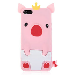 Popular Pig Shape Soft Silicone Case Cover for iPhone 5 - Pink