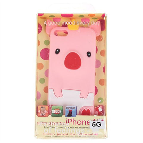 Popular Pig Shape Soft Silicone Case Cover for iPhone 5 - Pink