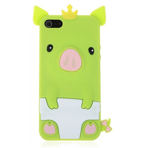 Popular Pig Shape Soft Silicone Case Cover for iPhone 5 - Jade Green