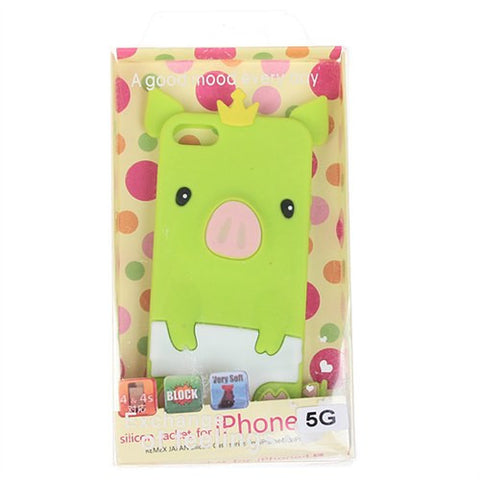 Popular Pig Shape Soft Silicone Case Cover for iPhone 5 - Jade Green