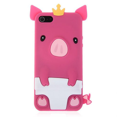 Popular Pig Shape Soft Silicone Case Cover for iPhone 5 - Red