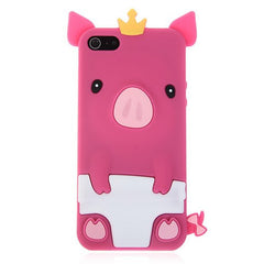Popular Pig Shape Soft Silicone Case Cover for iPhone 5 - Red