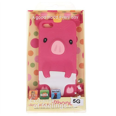Popular Pig Shape Soft Silicone Case Cover for iPhone 5 - Red