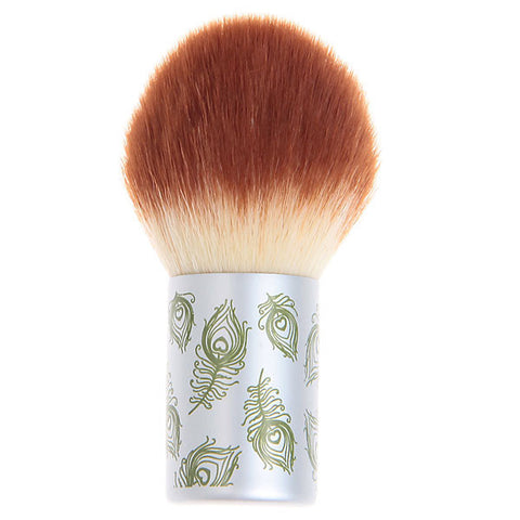 Professional Cosmetic Tool Wooden Soft Make-up Brush - Brown and Silver