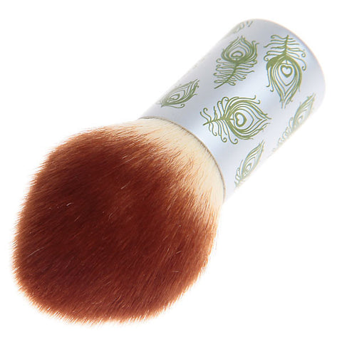 Professional Cosmetic Tool Wooden Soft Make-up Brush - Brown and Silver