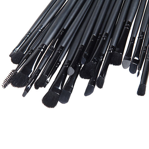 32PCS Professional Cosmetic Tool Wool Brushes with Leather Bag - Black
