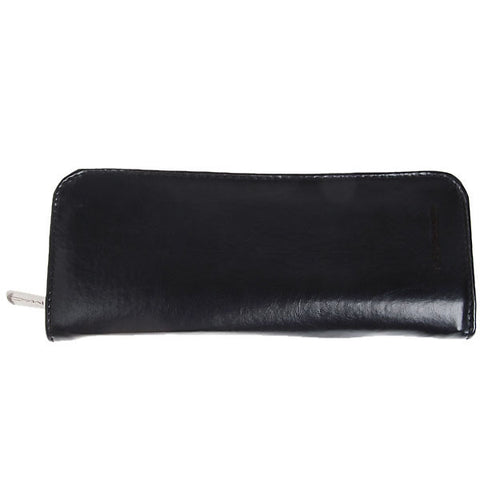 8PCS Professional Cosmetic Tool Wool Brushes with Zipper Leather Bag - Black