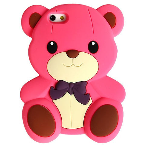 Cute 3D Rilakkuma Silicone Protective Soft Case Cover for iPhone 5 (Rose Madder)
