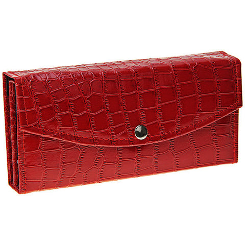 120 Vivid Colors Shining Eyeshadow with Red Crocodile Leather Clutch Bag