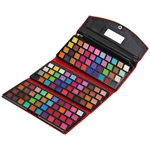 120 Vivid Colors Shining Eyeshadow with Red Crocodile Leather Clutch Bag