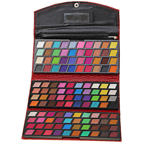 120 Vivid Colors Shining Eyeshadow with Red Crocodile Leather Clutch Bag